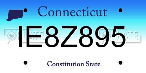 IE8Z895 Connecticut License Plate