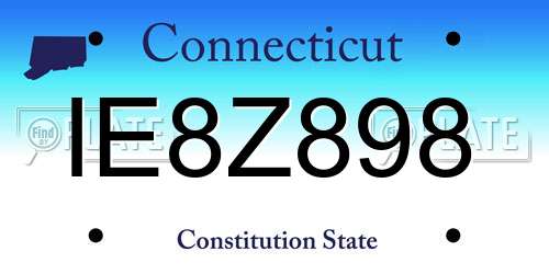 IE8Z898 Connecticut License Plate