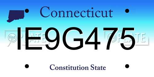 IE9G475 Connecticut License Plate