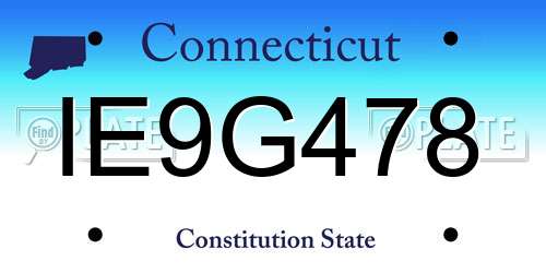 IE9G478 Connecticut License Plate