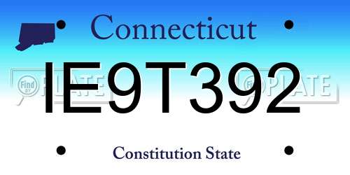 IE9T392 Connecticut License Plate