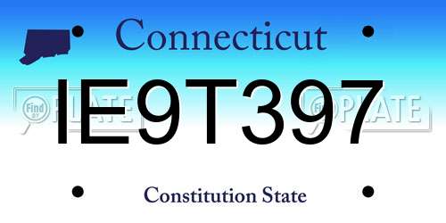 IE9T397 Connecticut License Plate