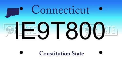 IE9T800 Connecticut License Plate