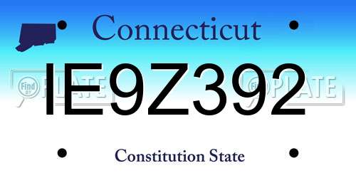 IE9Z392 Connecticut License Plate