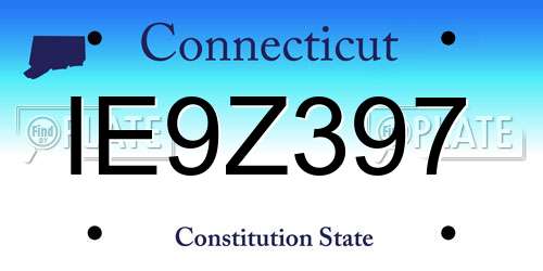 IE9Z397 Connecticut License Plate