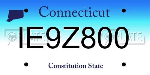 IE9Z800 Connecticut License Plate