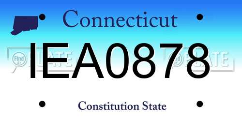 IEA0878 Connecticut License Plate