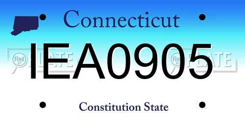 IEA0905 Connecticut License Plate