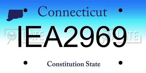 IEA2969 Connecticut License Plate