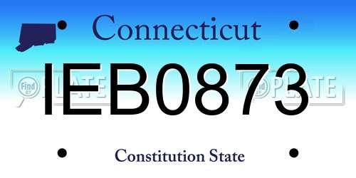 IEB0873 Connecticut License Plate