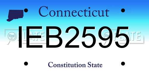IEB2595 Connecticut License Plate