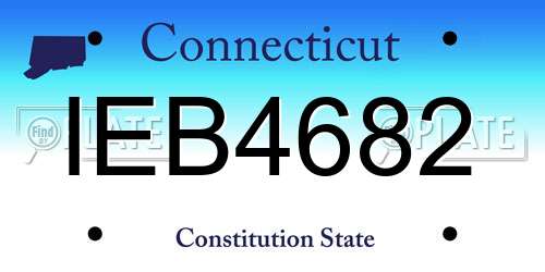 IEB4682 Connecticut License Plate