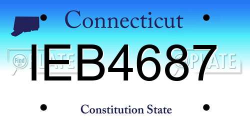 IEB4687 Connecticut License Plate