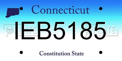 IEB5185 Connecticut License Plate