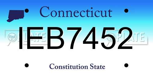 IEB7452 Connecticut License Plate