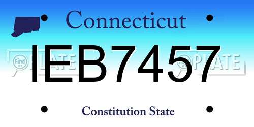 IEB7457 Connecticut License Plate