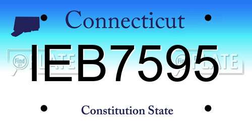 IEB7595 Connecticut License Plate
