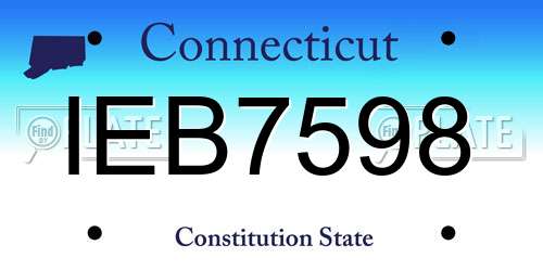 IEB7598 Connecticut License Plate