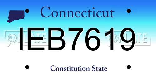 IEB7619 Connecticut License Plate