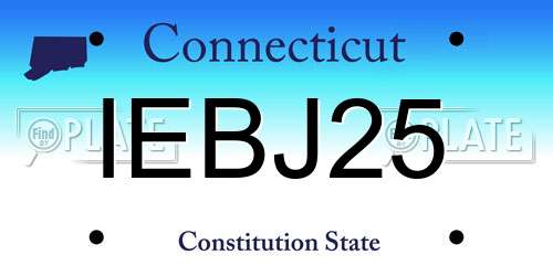 IEBJ25 Connecticut License Plate