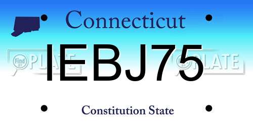 IEBJ75 Connecticut License Plate