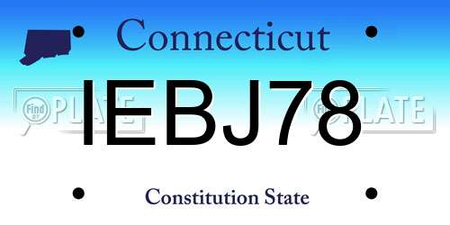 IEBJ78 Connecticut License Plate