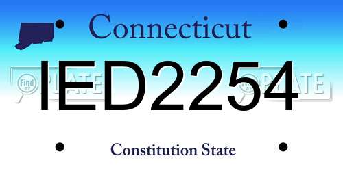 IED2254 Connecticut License Plate