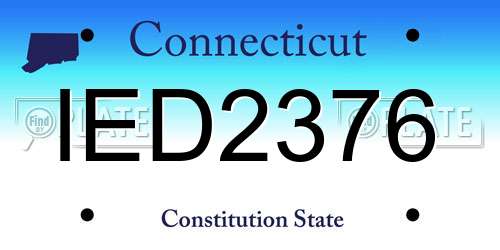 IED2376 Connecticut License Plate