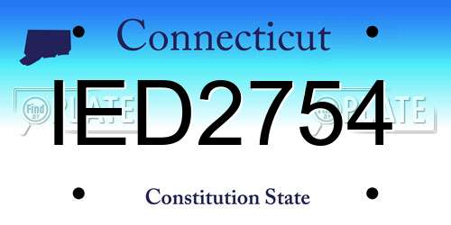 IED2754 Connecticut License Plate