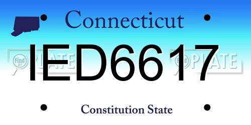 IED6617 Connecticut License Plate