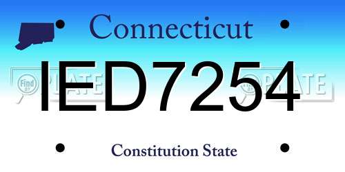 IED7254 Connecticut License Plate