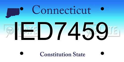 IED7459 Connecticut License Plate