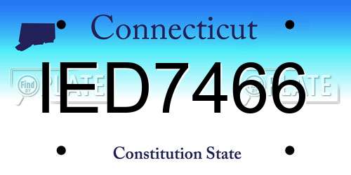 IED7466 Connecticut License Plate