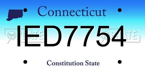 IED7754 Connecticut License Plate