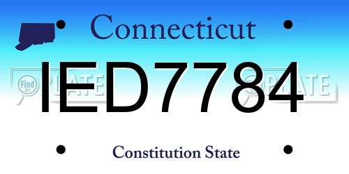 IED7784 Connecticut License Plate