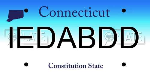 IEDABDD Connecticut License Plate