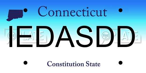 IEDASDD Connecticut License Plate