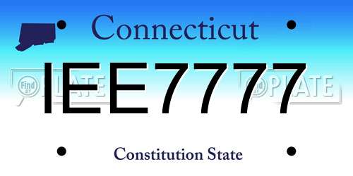 IEE7777 Connecticut License Plate