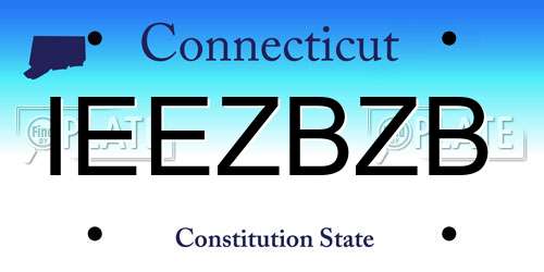 IEEZBZB Connecticut License Plate