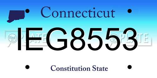 IEG8553 Connecticut License Plate