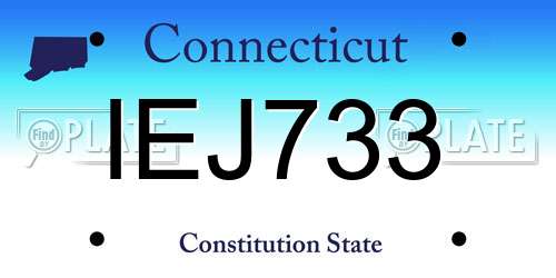 IEJ733 Connecticut License Plate