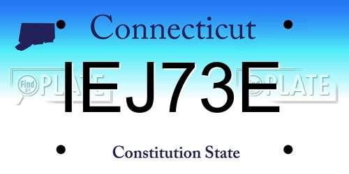 IEJ73E Connecticut License Plate
