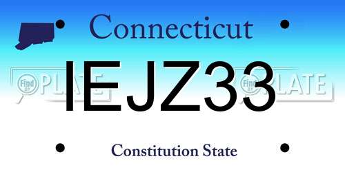 IEJZ33 Connecticut License Plate