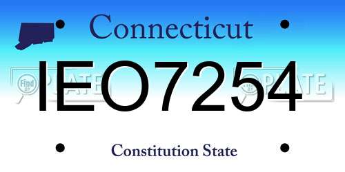 IEO7254 Connecticut License Plate