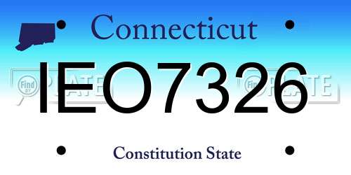 IEO7326 Connecticut License Plate