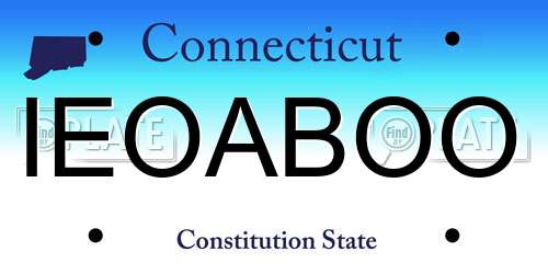 IEOABOO Connecticut License Plate