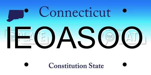 IEOASOO Connecticut License Plate