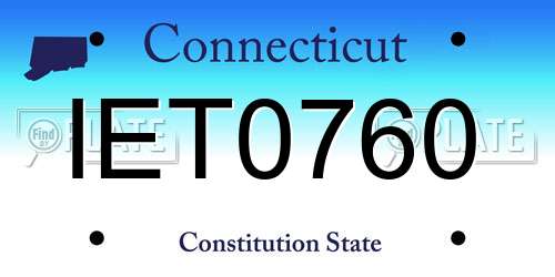 IET0760 Connecticut License Plate