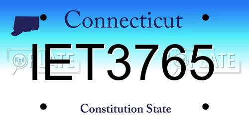 IET3765 Connecticut License Plate