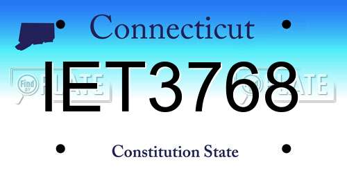 IET3768 Connecticut License Plate